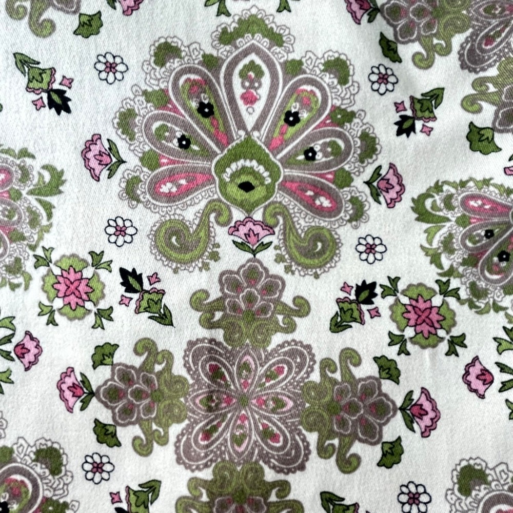 Nicole Miller Floral Paisley Print Flare Leg Pants Cottagecore Pink Green 10 - Picture 6 of 10